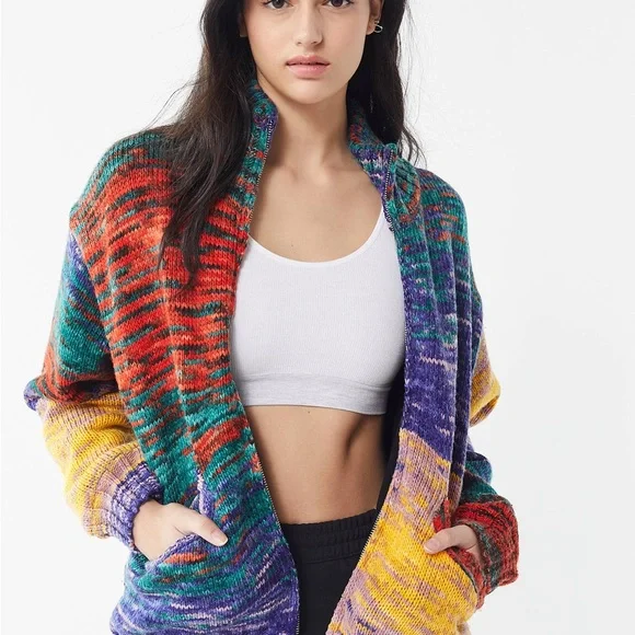 Urban Outfitters Colorful Zip-Front Sweater Jacket - Picture 10 of 11